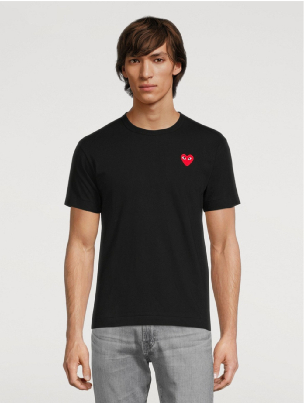 Comme des Garçons PLAY T-Shirt XL Black Red Heart Logo Embroidered Streetwear